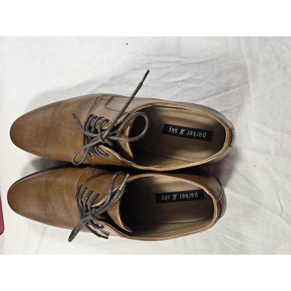 Parker & Sky Brown Leather Oxford Shoes Mens 10.5 Preppy